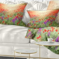 Designart Expany Poppy polje na Sunset - Cvjetni jastuk za bacanje - 12x20