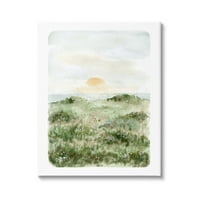 Stupell Industries travnjački polje sunce zavirivanje oceana horizonskog slikanja galerija zamotana platna za tisak