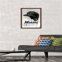 Miami Marlins - plakat kaciga za kaciga, 14.725 22.375 uokviren