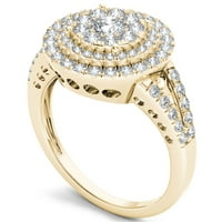 1CT TDW Diamond 10K žuti zlatni halo zaručnički prsten