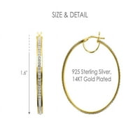 Sjajnost fini nakit Ženski 14K zlatni zlasci Sterling Srebrni klasični kristalni okrugli obruč Odrasli za odrasle
