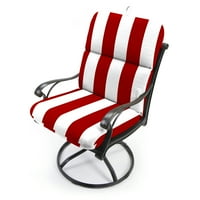 55 22 inčni pravokutni jastuk za vanjsku stolicu s crvenim prugama s vezicama i petljom za vješalicu