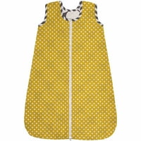Bacati - točkice pin trake pamučna perpale vreća za spavanje 2, sivo žuta