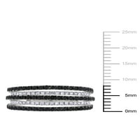 Carat T.W. Crno-bijeli dijamant srebrni prsten od pet reda