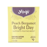 Yogi čaj breskva Bergamot Svijetli dan, organske vrećice za čaj od oolong -a, brojanje