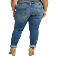 Silver Jeans Co. Plus Size djevojka Mid Rise Slim nogu traperice veličine struka 12-24