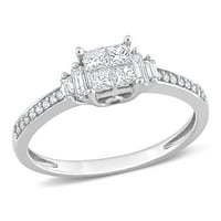 Miabella Ženska karat T.W. Paralelni baguette izrezan, princeza i dijamant 14KT zaručnički prsten od bijelog zlata