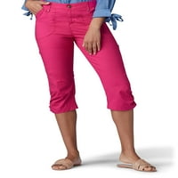 Lee Womens Solid Flex-to-Go Zipper Pocket Skimmer Capris Petunia Pink