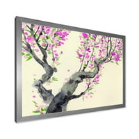 Dizajnirati 'Japansko stablo s ljubičastim cvjetovima na' tradicionalno uokvireni umjetnički tisak