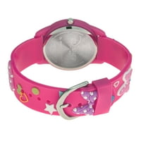 Ružičasti plastični sat za djevojčice, ružičasti plastični remen od 3 inča