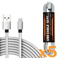Univerzalni kabel od 1,7 a 10 stopa za 5 paketa u srebrnoj boji