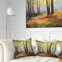 Dizajn proljetna šuma sa sunčevom svjetlošću - pejzažni tiskani jastuk za bacanje - 18x18