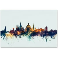 Zaštitni znak likovna umjetnost Oxford England Skyline Blue Canvas Art by Michael Tompsett