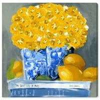 Wynwood Studio 'Cook Book Love Square' Cvjetni i botanički zidni umjetnički platno print - Žuta, plava, 12 12
