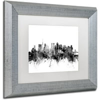 Zaštitni znak likovna umjetnost Tokio Japan Skyline B&W Canvas Art by Michael Tompsett, White Matte, Silver Frame