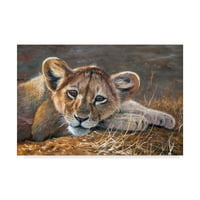 Zaštitni znak likovna umjetnost 'Mladi lav odmaranje' platnena umjetnost Pip McGarry