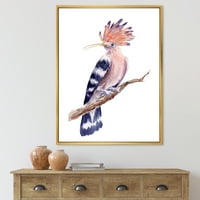 DesignArt 'Drevna hoopoe ptica na grani' tradicionalno uokvireni platno zidni umjetnički tisak