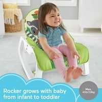 Fisher-dojenčad-udubljeni rocker sjedalo s vibracijama i uklonjivim trakom za igračke, zeleno