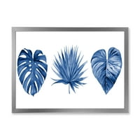 Dizajnerski otisak tropsko lišće u klasičnoj plavoj boji u tropskom okviru