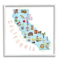 Stupell Industries California Tourist Mjesti Državno putovanja i mjesta Slikanje bijele uokvirene umjetničke print