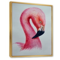 Dizajnerska umjetnost apstraktni portret ružičastog flaminga seoska kuća uokvirena na platnu zidni umjetnički tisak