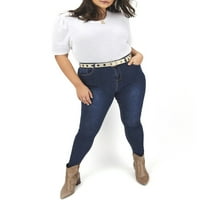 Ženske poderane mršave traperice veličine plus Visoki struk