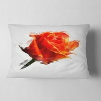 Jedinstveni crtež crvene ruže s akvarelom - Cvjetni jastuk za bacanje - 12x20