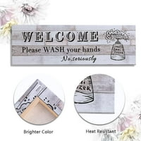 Znak dobrodošlice operite ruke podsjetnik za kućnu kupaonicu zidni dekor uokvireni znak ispis na platnu Vintage