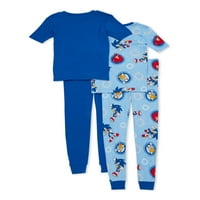 Ekskluzivna pidžama od pamuka s dugim hlačama i kratkim rukavima od 4 komada