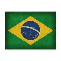 Zaštitni znak likovna umjetnost 'Brazil nevolja zastava' platno umjetnost od crvenog atlasa dizajna