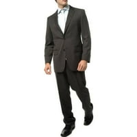 Muška crno -siva teksturirana klasična fit dva odijela