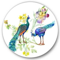 Dizajn umjetnosti cvijeće irisa i pauna Tradicionalni kružni metalni zidni umjetnički disk od 23