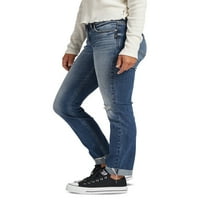 Tvrtka Silver Jeans. Ženske uske traperice srednje visine s ravnim nogavicama, veličine struka 24-36