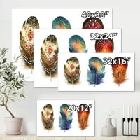 DesignArt 'Šareni Boho Art Feather Set I' Boemian & Eclectic Canvas Wall Art Print