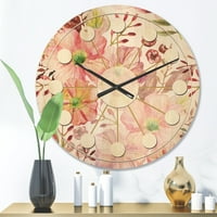 Dizajnerski moderni drveni zidni sat iz sredine stoljeća botanički cvjetni retro MIB