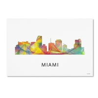 Zaštitni znak Fine Art 'Miami Florida Skyline WB-1' Canvas Art by Marlene Watson