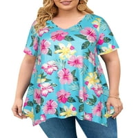 Ženske majice s cvjetnim printom Plus size, košulje s neravnim rubom, bluze s cvjetnim printom
