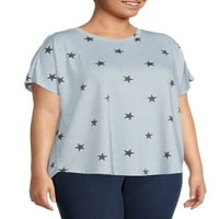 Ženska majica veličine plus s printom zvijezde Dolman