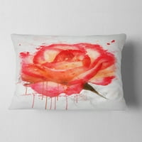 Designart crvena ruža ručno nacrtana s prskanjima - jastuk za cvjetne bacanja - 12x20