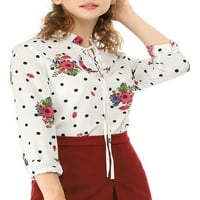 Jedinstvene ponude ženske cvjetne kravate od dekoltea dugih rukava polka točkica bluza