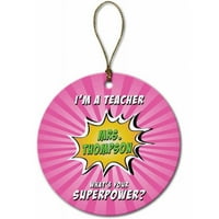 Personalizirani super učiteljski ukras, ružičasti