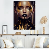 DesignArt senzualno tekuće zlato žena vi platno zidna umjetnost