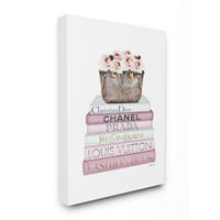 Stupell Industries modni dizajner cvjetna torbica knjižara ružičasta bijela akvarel platna zidna umjetnost Amanda