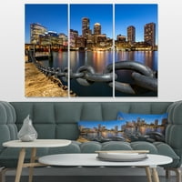 DesignArt 'Boston Skyline u sumrak' Cityscape Photo Canvas Print