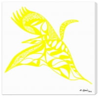 Wynwood Studio životinje zidne umjetničke platnene otiske 'Manuel Roman - Swan Dance' Ptice - Žuta, bijela