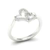 1 20CT TDW Diamond 10K bijelo zlato dvostruko srčani prsten