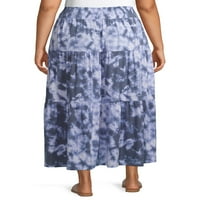 Terra & Sky Women's Plus Size Tiskani sloj maxi suknja