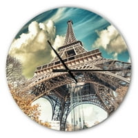 DesignArt 'Street View na Paris Eiffel Tower' Moderni zidni sat