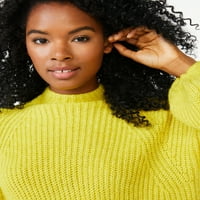 Ugodan ženski džemper s okruglim vratom i rukavima s kuglicama