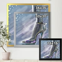 Dizajnerski uzorak sjajne ženske cipele s visokom potpeticom sa šljokicama s modernim uokvirenim umjetničkim printom